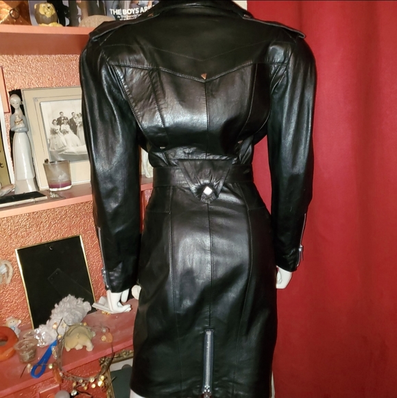 π€VNTG MINT Black Leather Moto Dress by Michael Hoban 4 North Beach Leather π€ - Picture 12 of 13